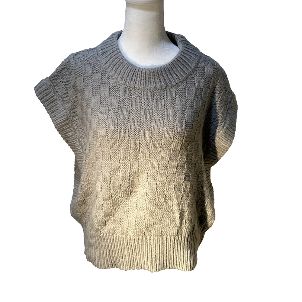 NWT ANTHROPOLOGIE Sweater Vest Women's XL Gray Sleeveless Boho Preppy Layering